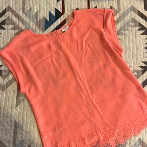 J. Crew Coral Short-Sleeve Blouse